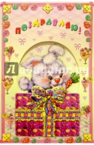 4543/Поздравляю/открытка вырубка двойная