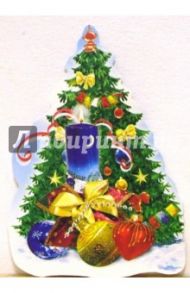 8Т-002(2)/Новый год/мини-открытка вырубка