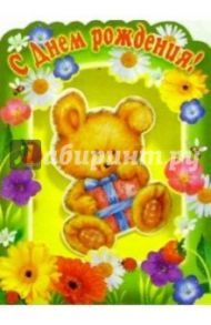 11203/С днем рождения/открытка вырубка двойная