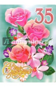 1КТ-066/День рождения 35/открытка-гигант двойная