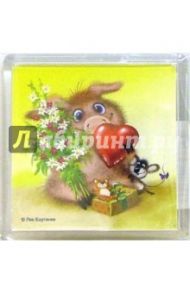 Магнитик Поросенок с сердечком и цветами (РМ015)