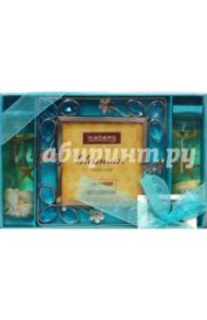 Набор: 05А0133 Рамка, 2 свечи, голубой