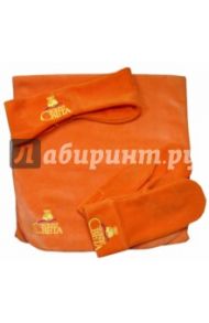 Комплект флисовый оранжевый (повязка, варежки, шарф)