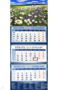Календарь 2019 "Пейзаж с ромашками и колокольчиками" (14956)