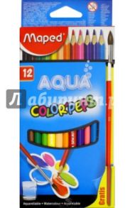 Карандаши цветные акварельные COLOR PEP'S AQUA, 12 цветов, + кисть (836011)