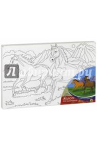 Холст для рисования "Две лошади", 20х30 см, с красками (Х-0324)
