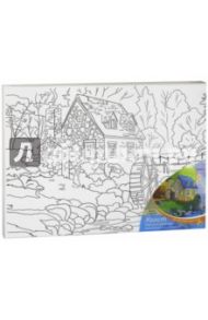 Холст для рисования, 30х40 см, ДОМИК В ДЕРЕВНЕ, с красками (Х-9841)