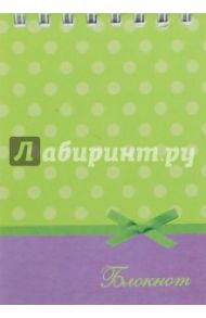 Блокнот "Горошек на зеленом" (40 листов, А7, гребень) (45448)