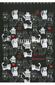 Скетчпад "Котики" (альбом для эскизов, 60 листов, гребень) (45025)