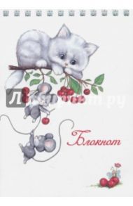 Блокнот "Котенок и мышата" (80 листов, А6, клетка, гребень) (45862)