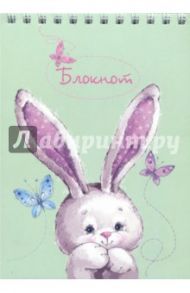 Блокнот "Белый зайка" (80 листов, А6, клетка, гребень) (45861)