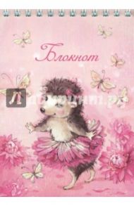 Блокнот "Ёжик и цветы" (80 листов, А6, клетка, гребень) (45860)