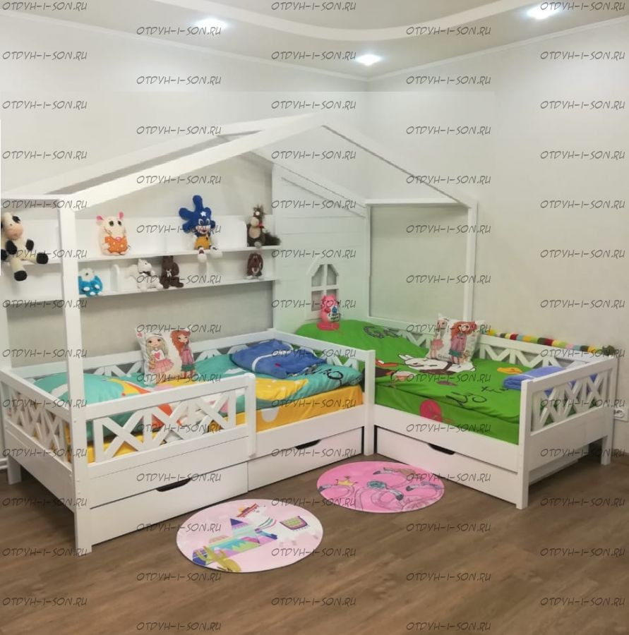Кровать Домик Угловой Fairy Land №10 (Для Двоих Детей)