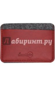 Чехол для пластиковых карт (фетр, 95х67 мм, графитово-красный) (45289)
