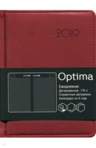 Ежедневник датированный на 2019 год "Optima" (А6, 176 листов, бордо) (ЕКО61917602)