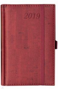 Ежедневник датированный на 2019 год, А6 "Wood" бордовый (129008)