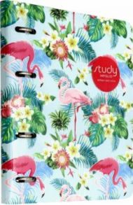 Тетрадь общая "Flamingo. Голубой" (120 листов, клетка, на кольцах) (N1694)