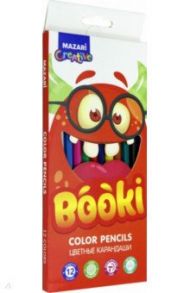 Карандаши 12 цветов "BOOKI" пластиковые (M-6168-12)