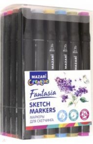Маркеры для скетчинга двусторонние "Fantasia" (24 цвета, основные цвета) (M-5038)