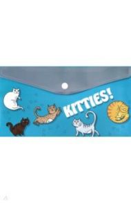 Папка для документов пластиковая "Коты" (26x14 см, на кнопке) (48258)