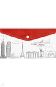 Папка для документов пластиковая "Города" (26x14 см, на кнопке) (48261)