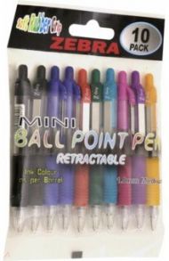 Набор ручек шариковых автоматических "Zebra MINI Z-GRIP" (8 цветов, 10 штук)