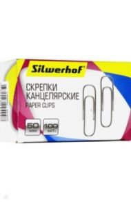 Скрепки канцелярские (50 мм, 100 шт, металл, оцинкованные)  (491037)