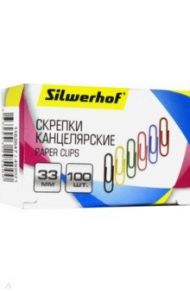 Скрепки канцелярские (33 мм, 100 штук, виниловое покрытие) (492021)
