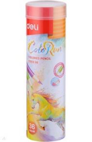 Карандаши 36 цветов "Deli ColoRun" в металлической тубе (EC00338)