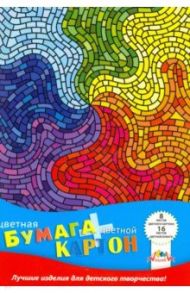 Картон цветной и цветная бумага "Цветная мозаика" (8 листов + 16 листов, А4) (С1832-10)
