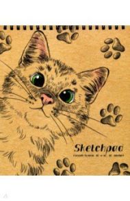 Скетчпад "Котик" (40 листов, 168х195 мм, гребень, крафт) (52565)
