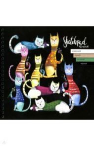 Скетчпад "Коты" (45 листов, 195x195 мм, гребень, 4 вида бумаги) (52092)