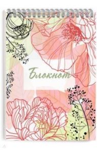 Блокнот "Цветы" (80 листов, А6, клетка, гребень) (50862)