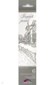Карандаши графитные 6 штук, деревянные, трехгранные (32867)
