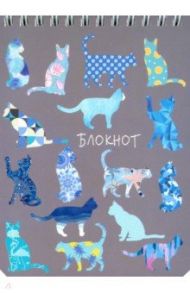 Блокнот 120 листов, А6, гребень "РАЗНОЦВЕТНЫЕ КОТЫ" (52213)