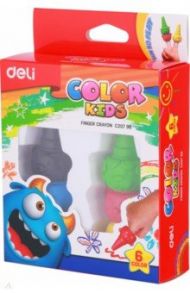 Восковые мелки пальчиковые Deli Color Kids, 6 цветов
