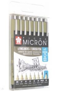 Набор капиллярных ручек "Pigma Micron" 8 штук + brush + PN (POXSDK8S)