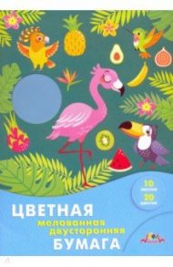 Бумага цветная двусторонняя, мелованная (10 листов, 20 цветов), Яркие тропики (С0385-09)