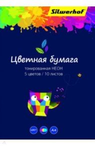 Бумага цветная тонированная неоновая, 10 листов, 5 цветов, Цветландия (917166-14)