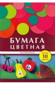 Бумага цветная мелованная 10 листов, 10 цветов, Геометрия цветов (10Бц4м_24113)