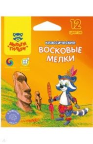 Мелки восковые 12 цветов "Енот на острове Пасхи" (LC_10439)