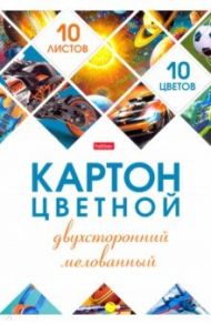 Картон цветной мелованный двухсторонний 10 листов, 10 цветов, Мозаика (10Кц4_25049)