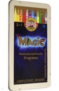 Карандаши цельнографитные, многоцветные "MAGIC", 12 штук (8772)