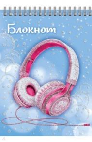 Блокнот "Наушники", А7, 40 листов, клетка, на гребне (57780)