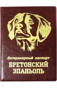 Обложка на ветеринарный паспорт Бретонский эпаньоль, бордовая