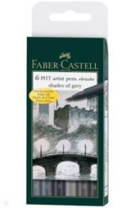 Набор капиллярных ручек Pitt Artist Pen Brush, 6 штук, оттенки серого