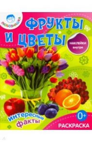 Фрукты и цветы. Раскраска + наклейки