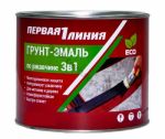 Грунт-эмаль по ржавчине 3 в 1 "Первая линия" 0,9кг ( Цвет: Белый, Голубой, Желтый, Зеленый, Коричневый, Красный, Серый, Синий, Черный