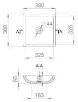 Квадратная раковина Salini Callista 108 38х38 схема 2