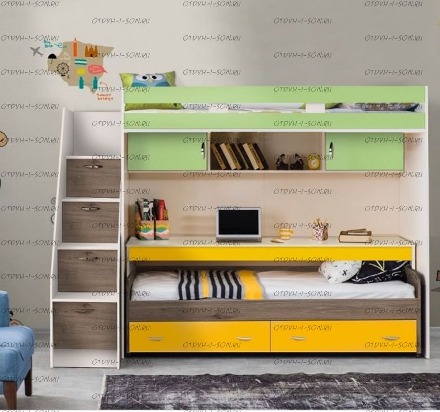 Кровать двухъярусная трансформер Фанки Кидз-22+ СВ